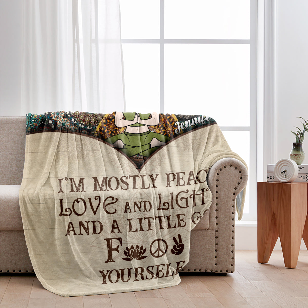 I'm Mostly Peace - Personalized Yoga Blanket