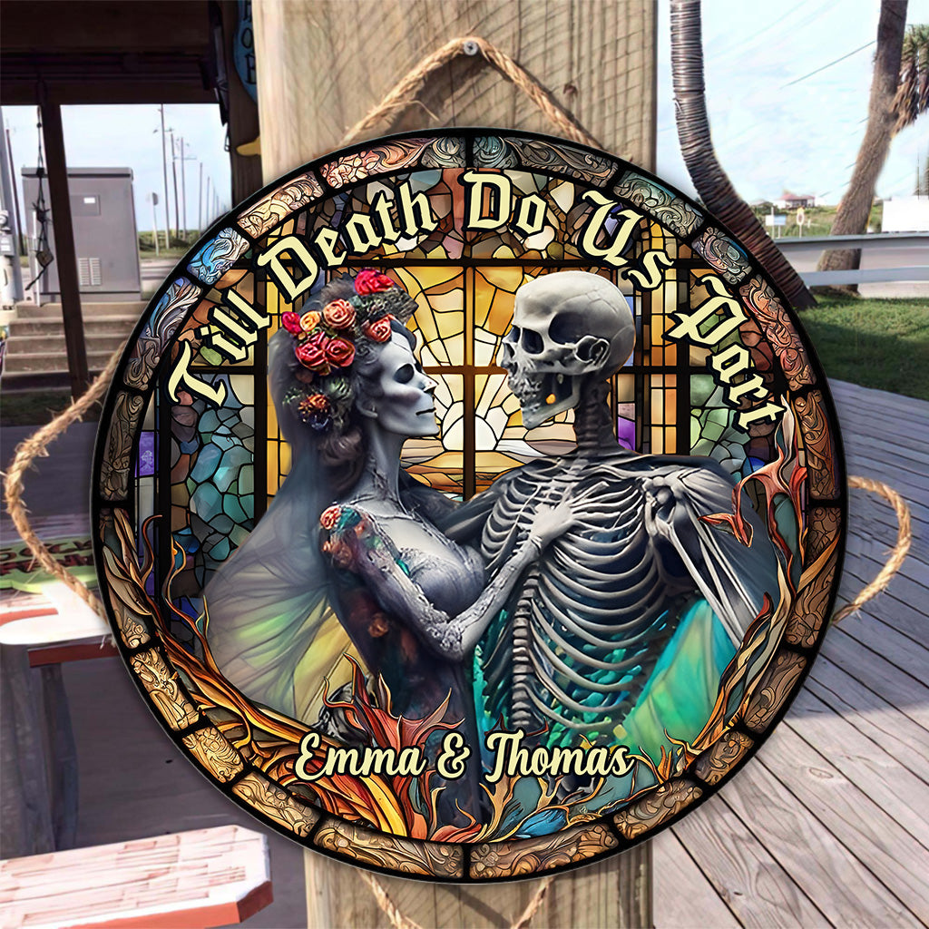 Toi et moi, on gère ça - Panneau rond en bois personnalisé avec crâne