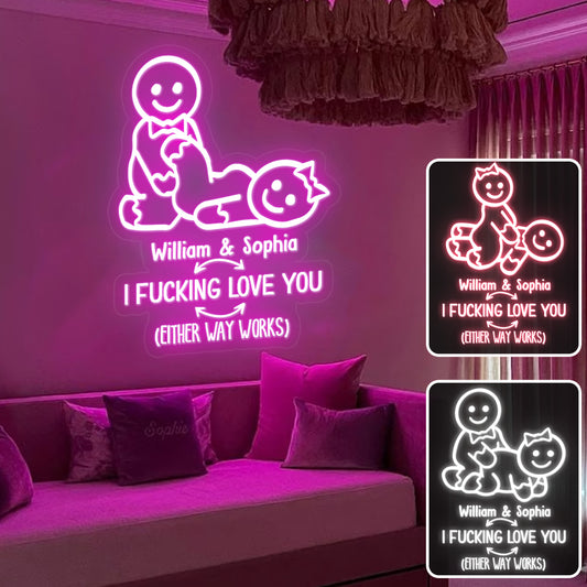 Je t'aime, petit pain d'épice coquin - cadeau pour petit ami, femme, mari, petite amie - Enseigne néon personnalisée