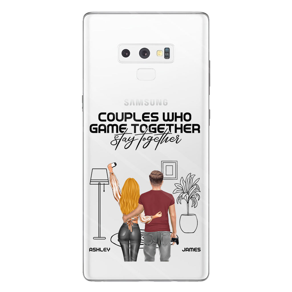 Les couples qui jouent ensemble restent ensemble - Coque de téléphone transparente personnalisée pour jeux vidéo