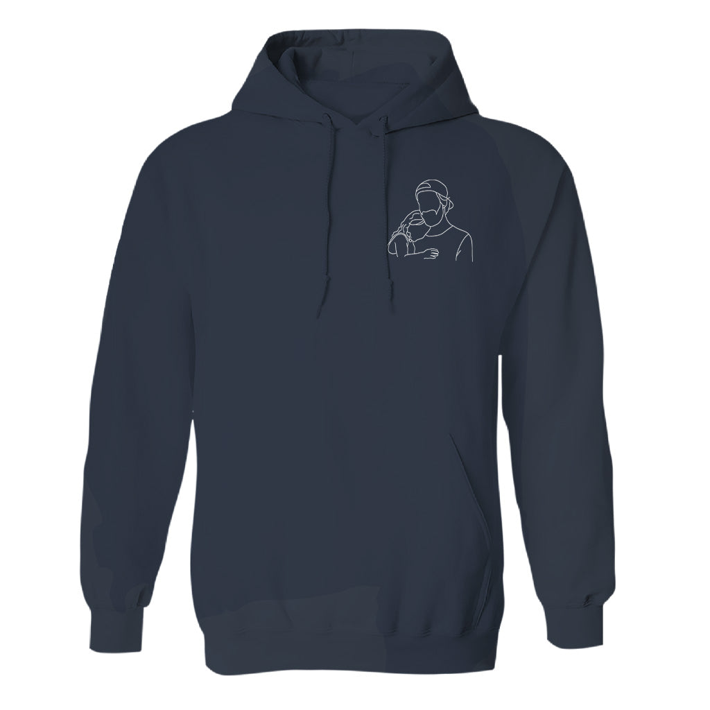 Custom Line Art - Personalized Step Dad Embroidered Hoodie