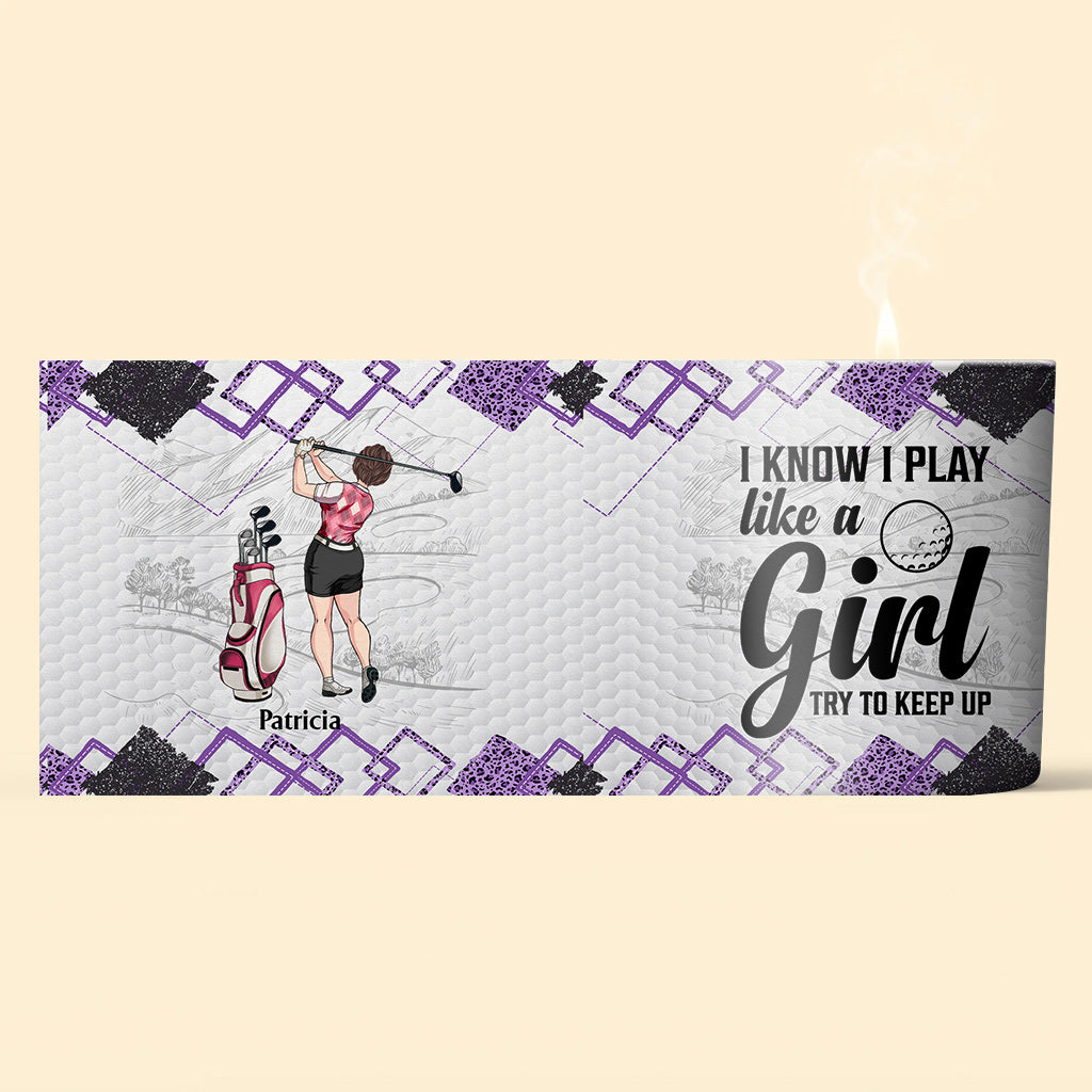 Cours de golf - Cadeau de golf pour elle, petite amie, épouse, fille - Bougie personnalisée avec couvercle en bois