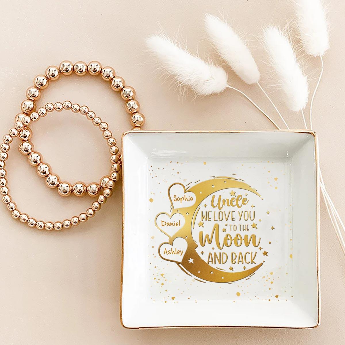 I Love You To The Moon And Back - Gift for mom, grandma, grandpa, uncle, aunt, dad - Personalized Jewelry Dish