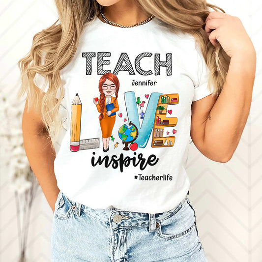 Enseigner, aimer, inspirer - T-shirt et sweat à capuche personnalisés pour enseignants