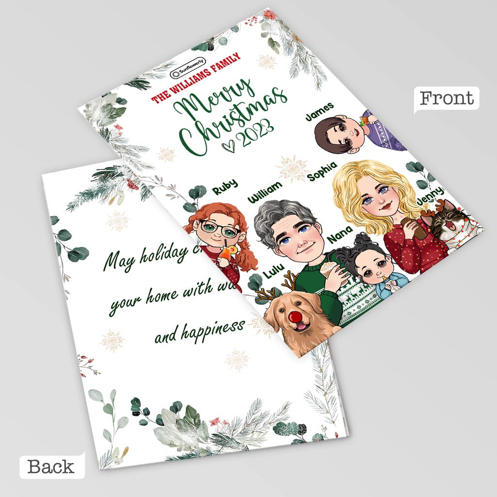 Carte de Noël personnalisée avec portraits - Carte de vœux familiale personnalisée