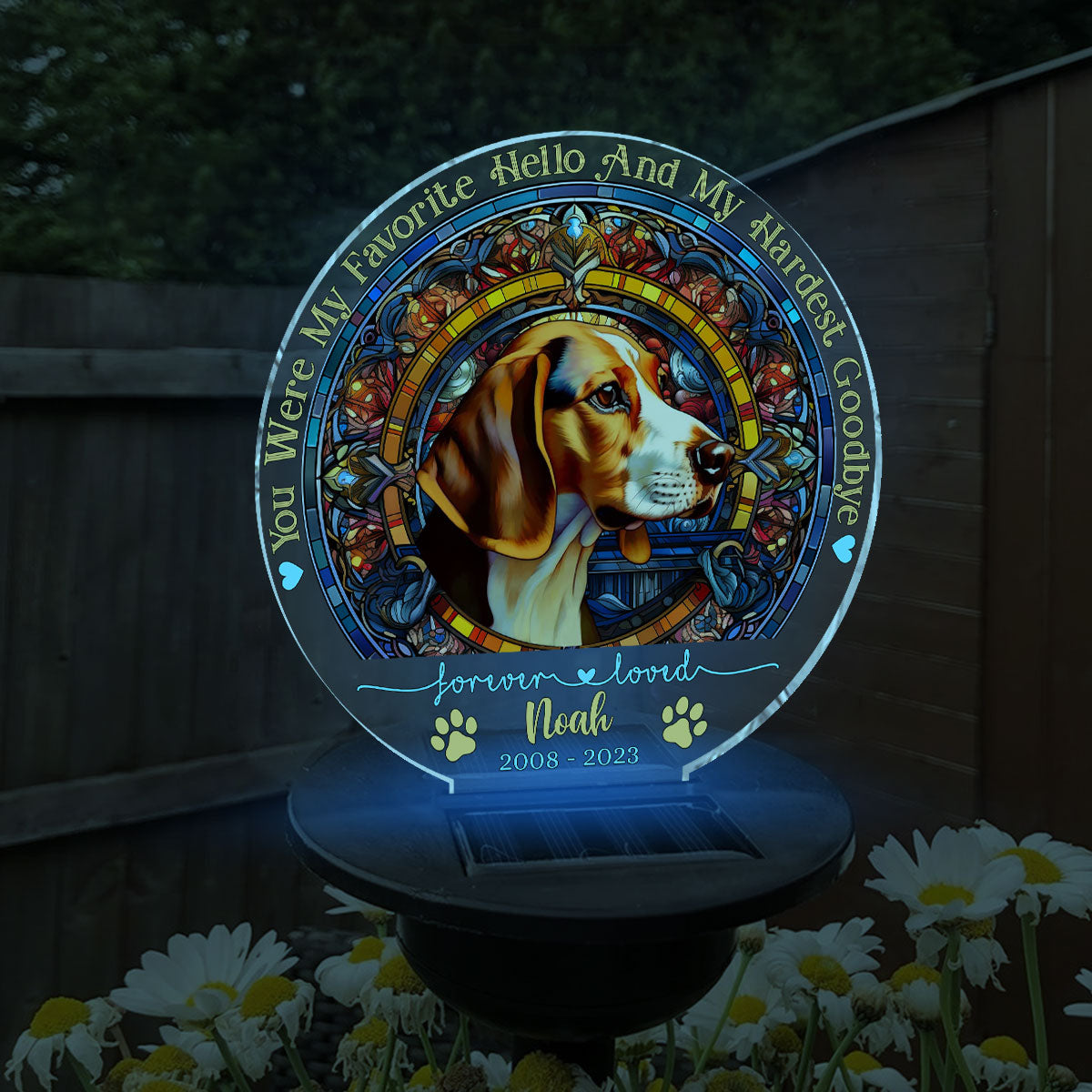 Tu étais mon préféré Bonjour - Lampe solaire de jardin personnalisée pour chien