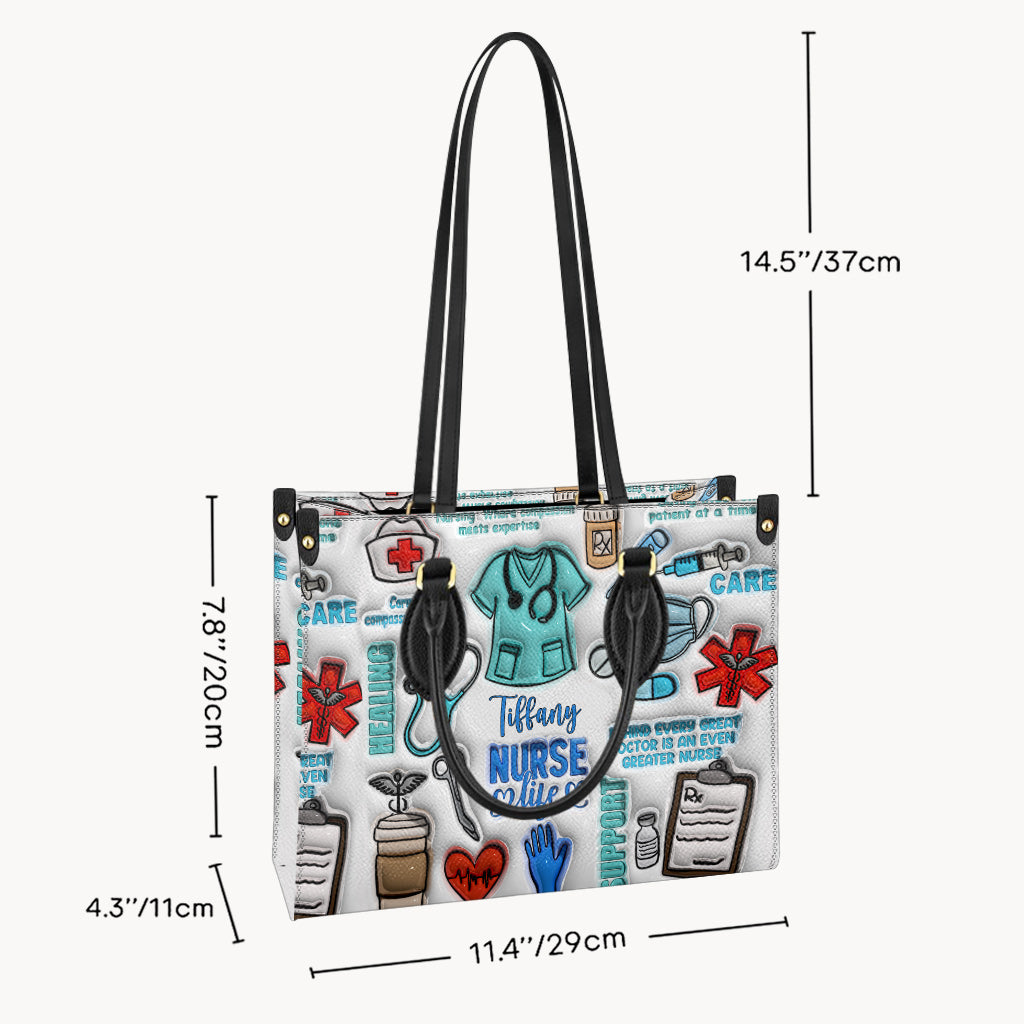 Nurse Life - Personalized Nurse Leather Handbag
