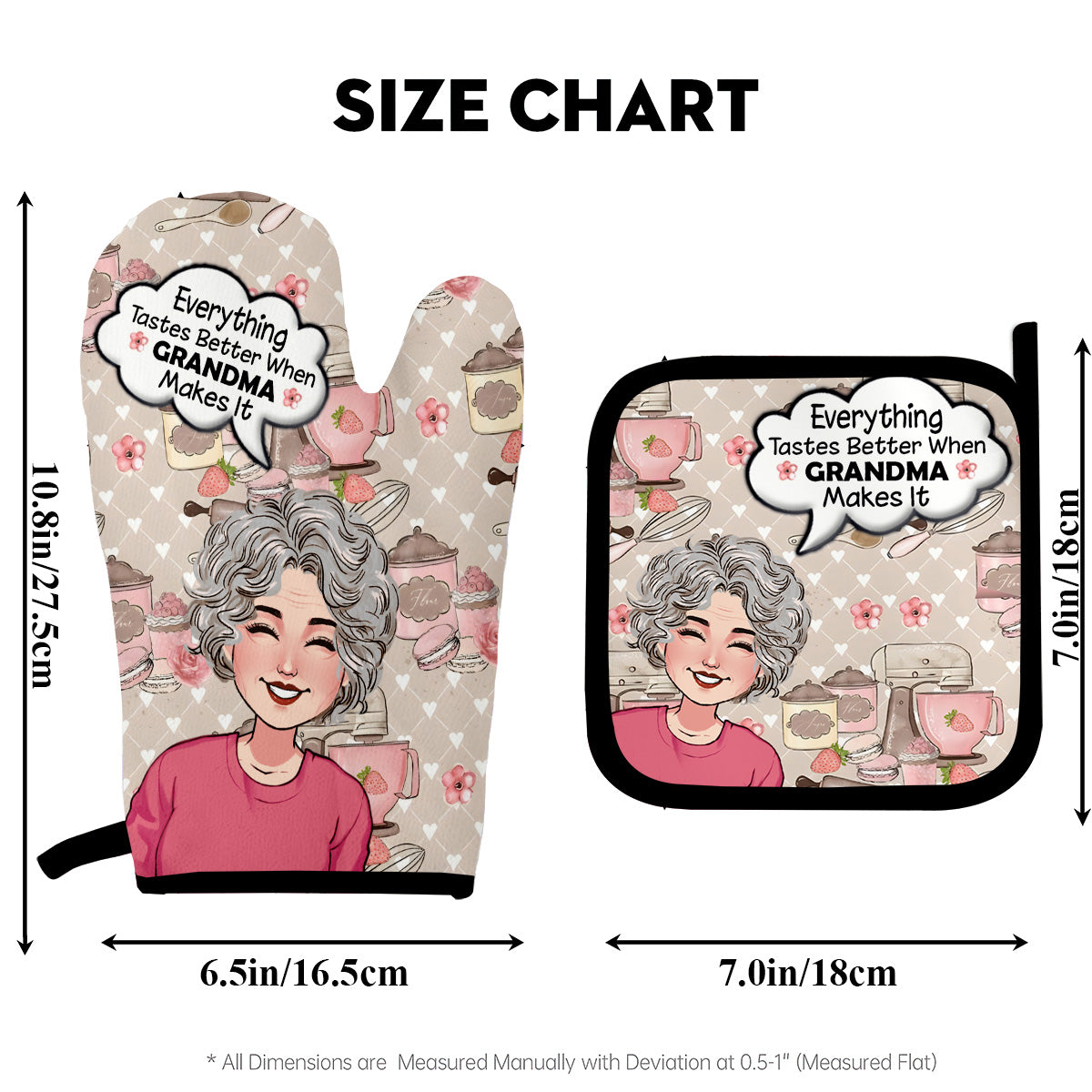 Everything Tastes Better - Gift for grandma - Personalized Oven Mitts & Pot Holder Set