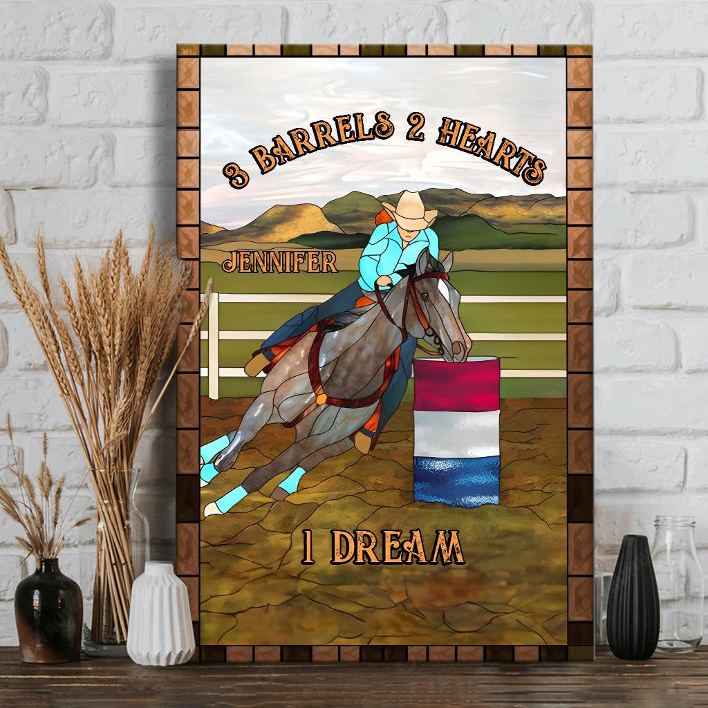 3 Barils, 2 Cœurs, 1 Rêve - Toile et Affiche Personnalisées Cheval