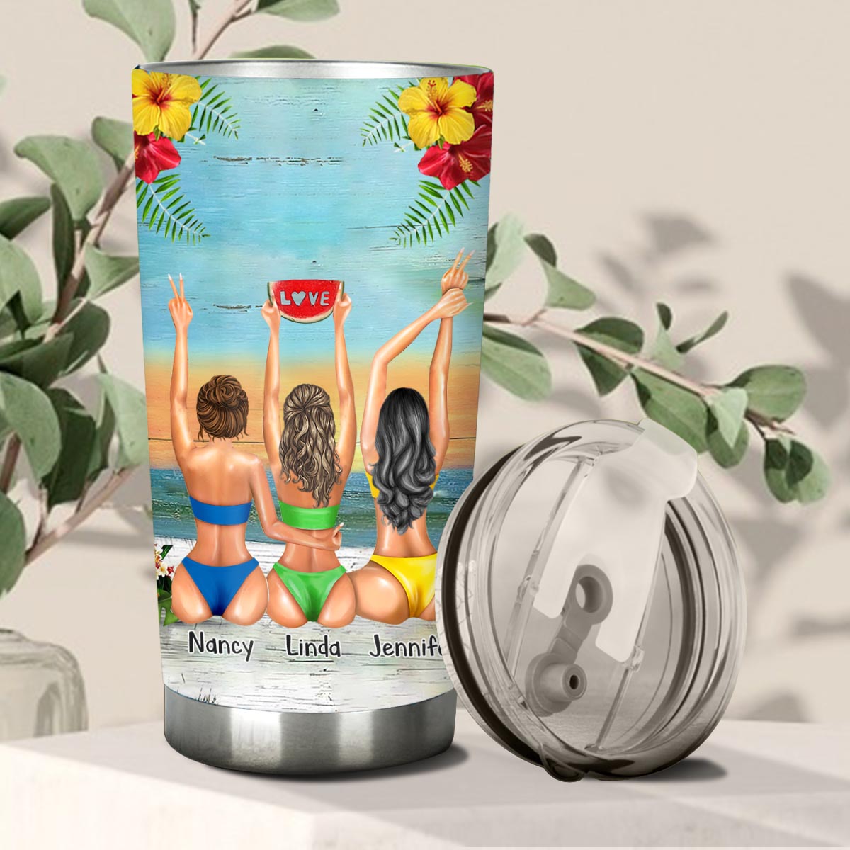 Je t'aime jusqu'à la plage et retour - Cadeau pour ma meilleure amie - Gobelet personnalisé