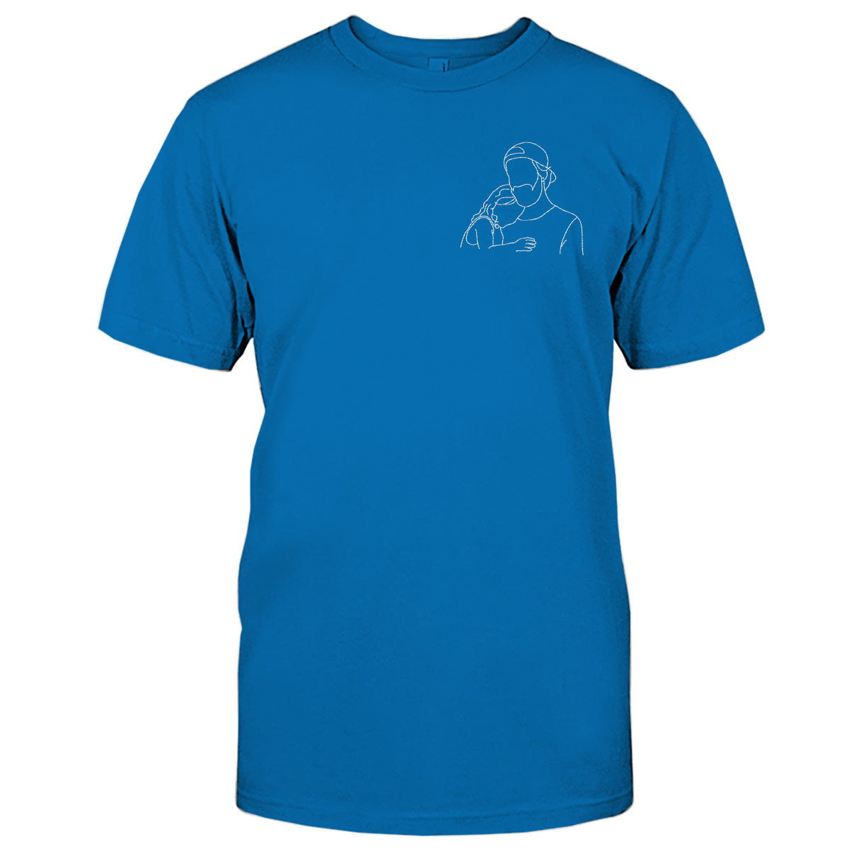 Custom Line Art - Personalized Father Embroidered T-shirt