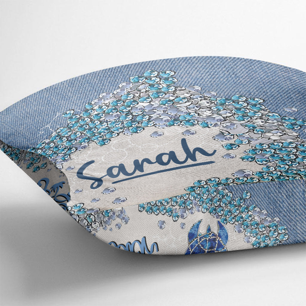 Coussin décoratif personnalisé Tortue Bling -