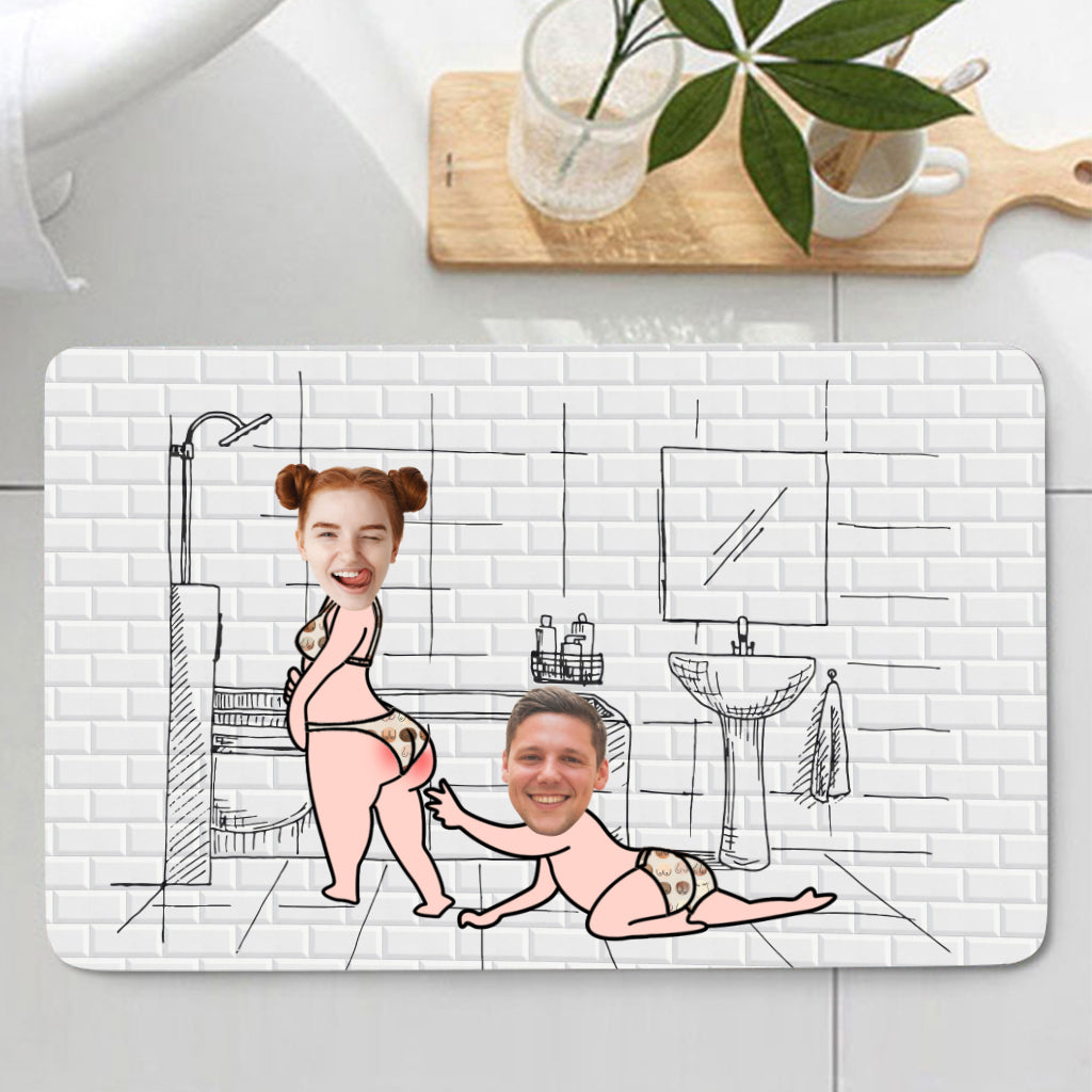 Je veux juste te toucher - Ensemble rideau et tapis de bain personnalisés pour couples