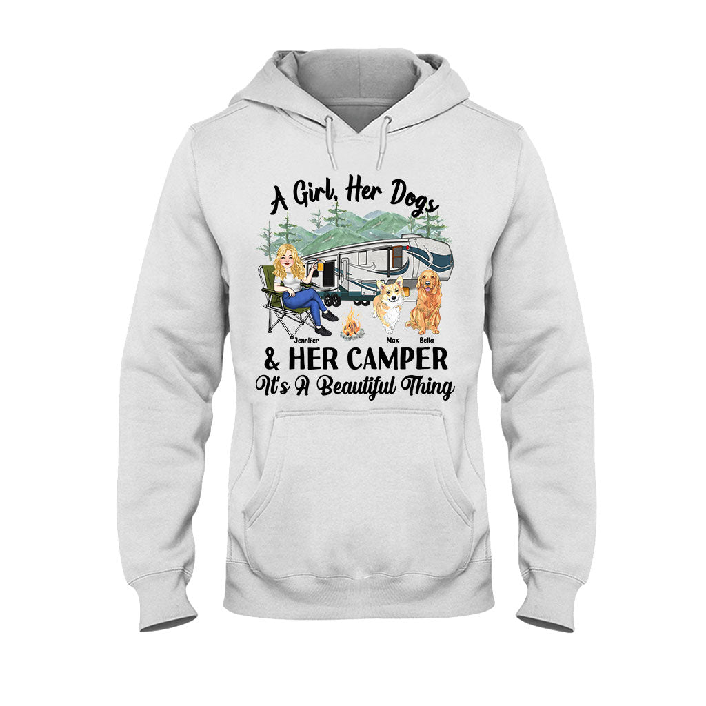 A Girl Her Dog And Her Camper - Camping gift for dog lover - Personalized T-shirt And Hoodie