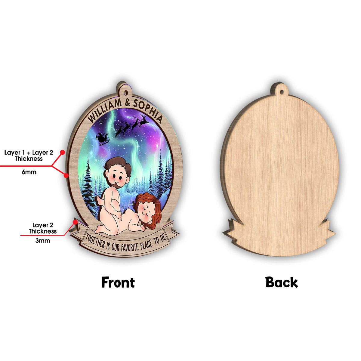 Être ensemble est mon bonheur préféré - cadeau pour mari, femme, petit ami, petite amie - Ornement personnalisé en 2 parties