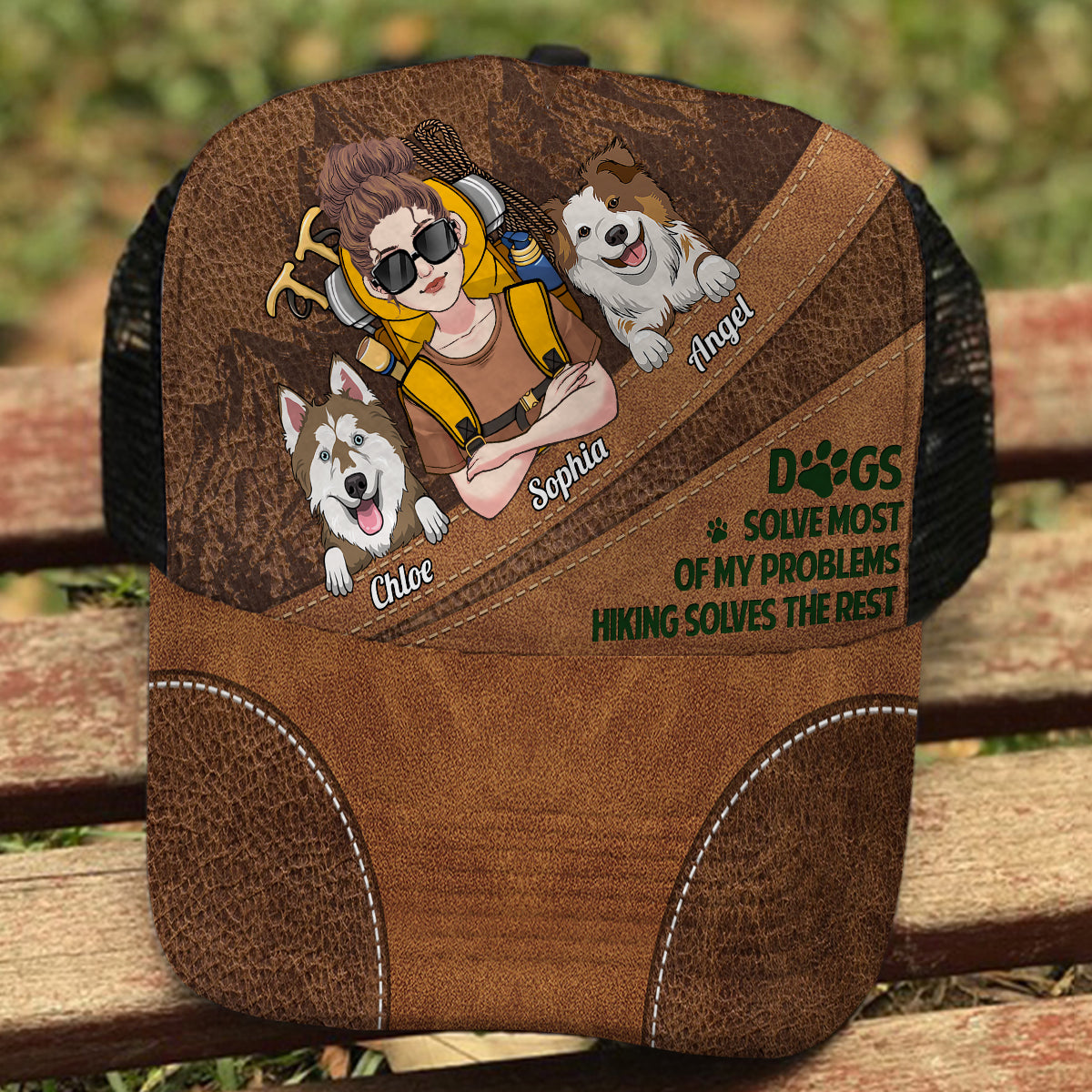 Randonnée et chiens - Casquette de camionneur personnalisée pour la randonnée