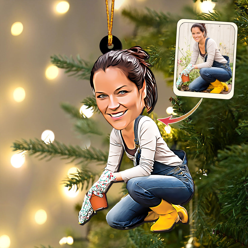 Portrait caricatural de jardinier - Ornement de jardinage personnalisé