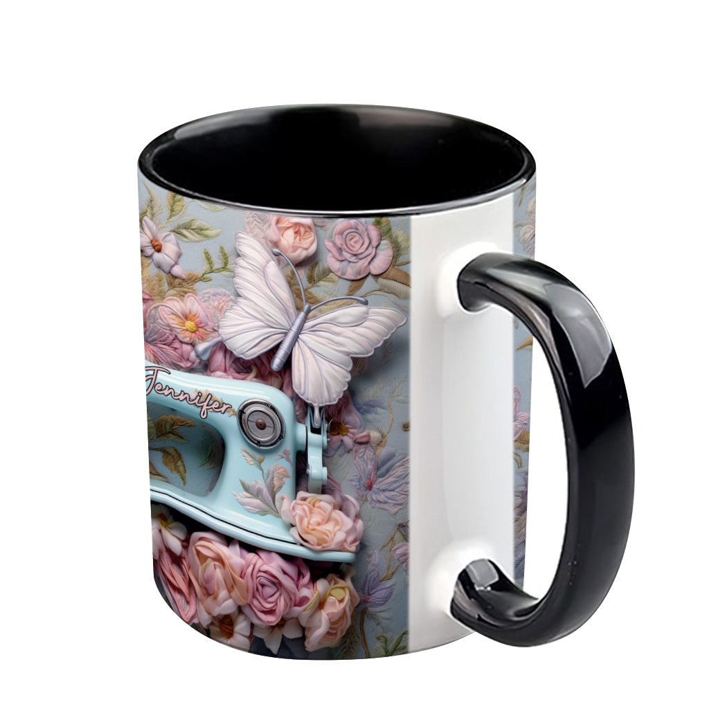 Floral Sewing Machine - Personalized Sewing Accent Mug