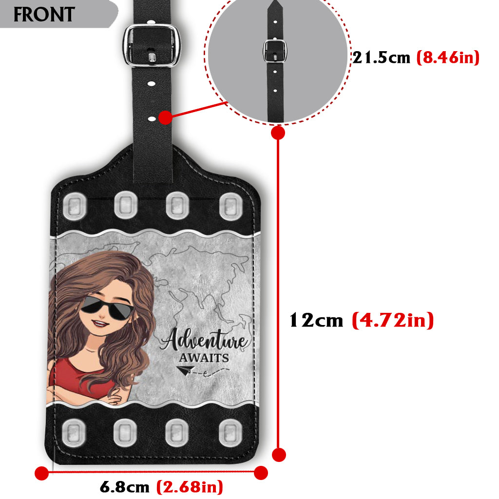 Il est temps de vivre une nouvelle aventure ! – Cadeau de voyage pour maman, fille, petite-fille, épouse, petite amie, amie – Étiquette à bagages en cuir personnalisée