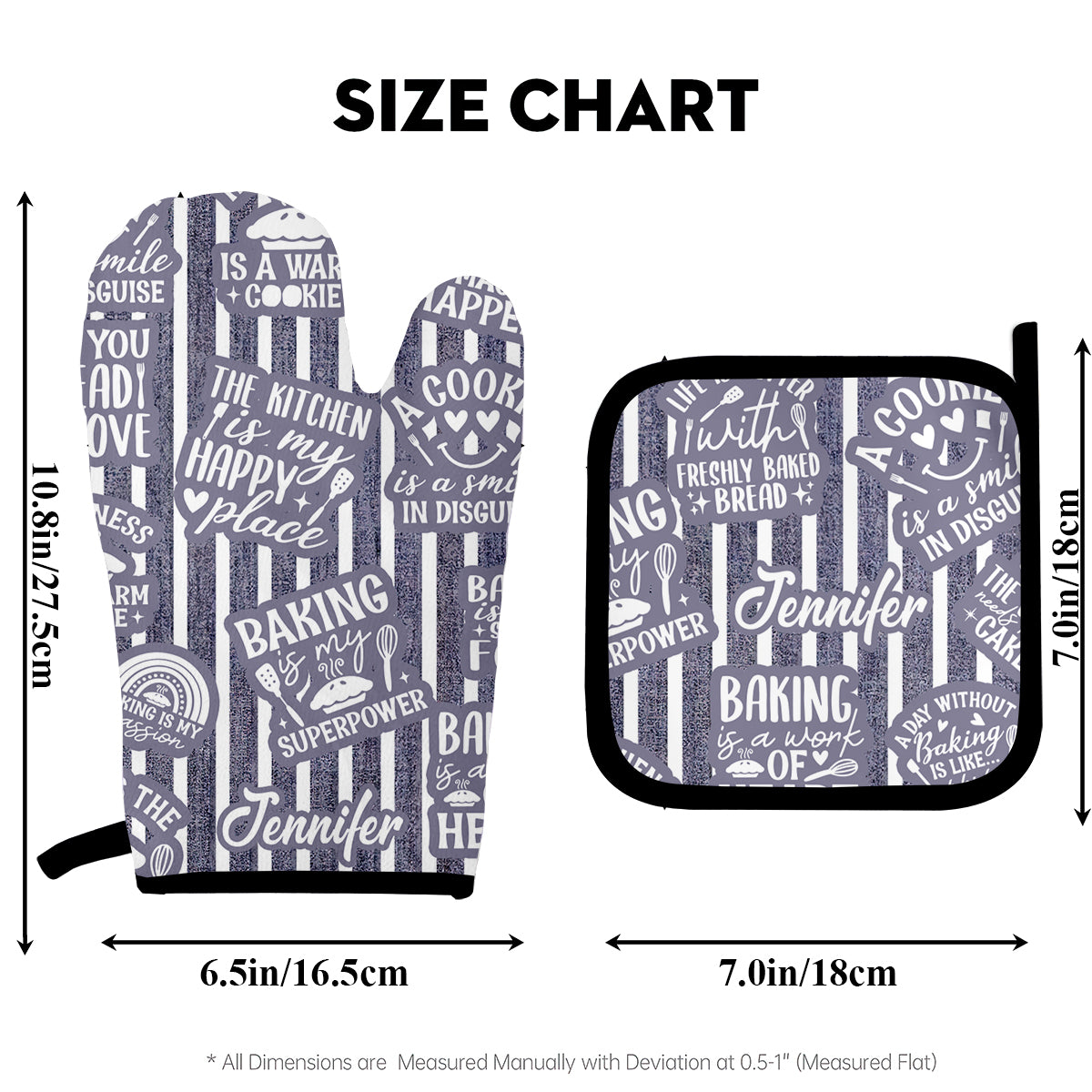 La pâtisserie, un travail de cœur - Ensemble de gants de cuisine et maniques personnalisés