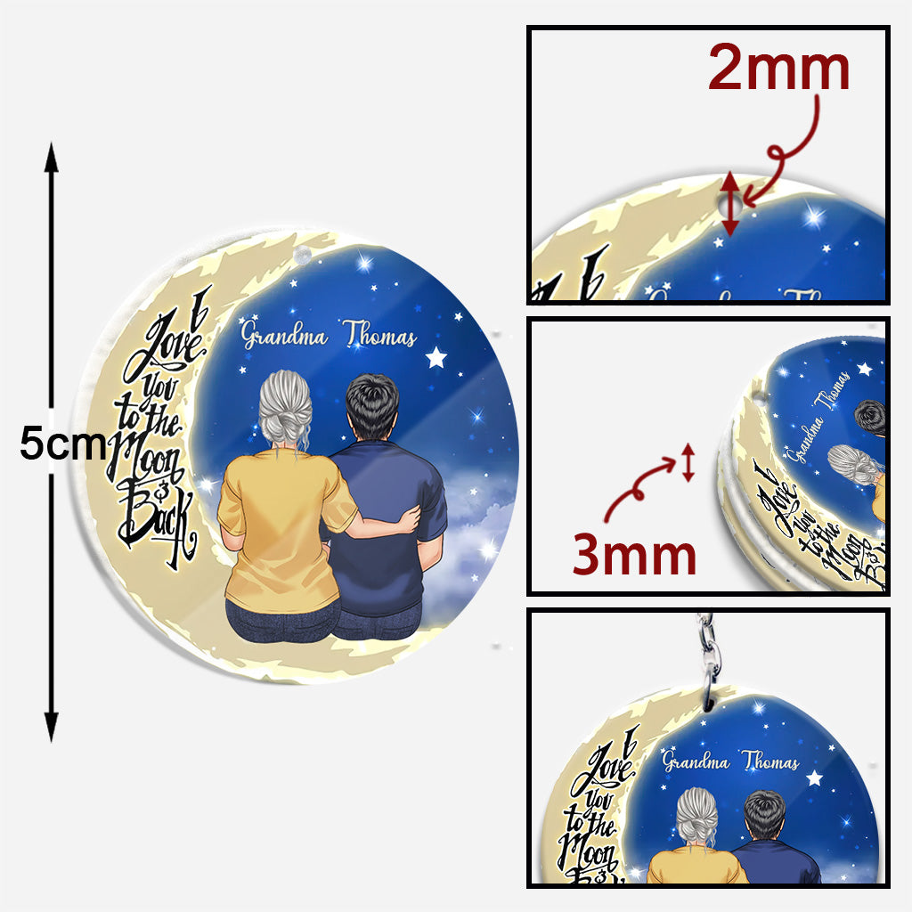 Aller et revenir de la Lune - Cadeau pour grand-mère, maman, papa, grand-père - Porte-clés personnalisé