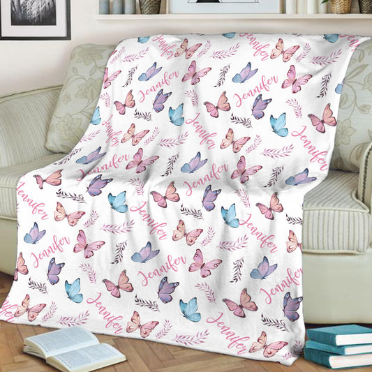 Couverture personnalisée papillon avec prénom pour frères et sœurs