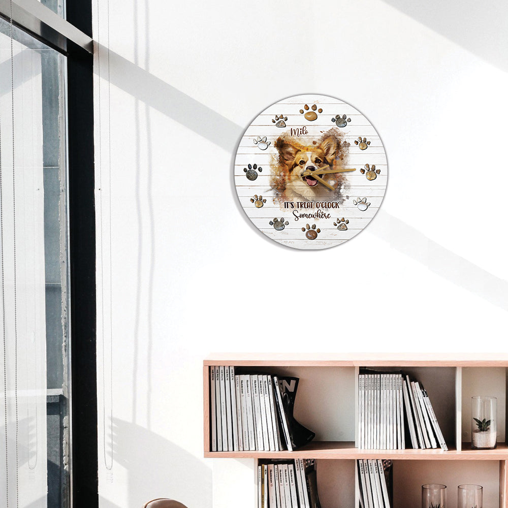 L'heure des friandises - Horloge murale personnalisée pour chien