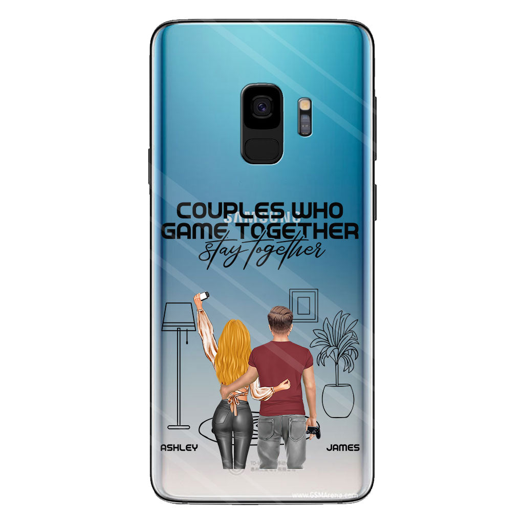 Les couples qui jouent ensemble restent ensemble - Coque de téléphone transparente personnalisée pour jeux vidéo
