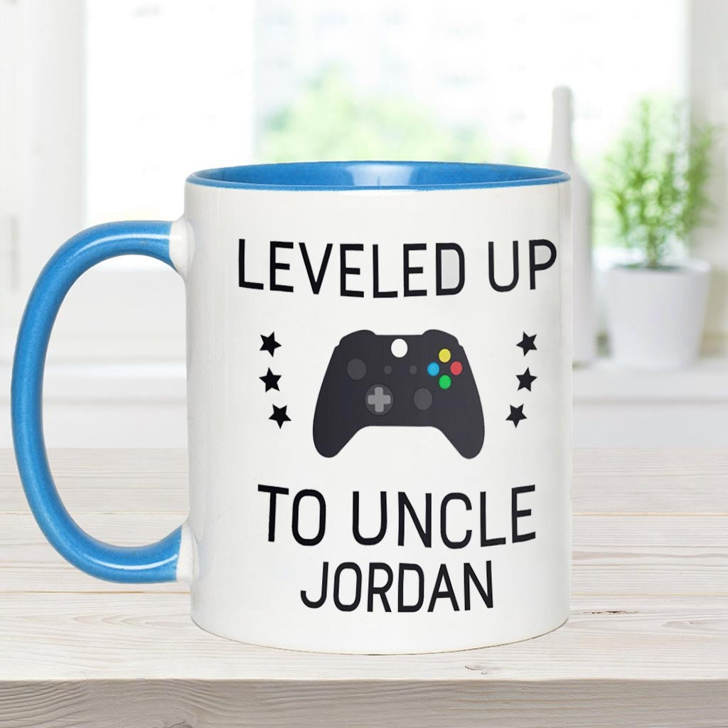 Leveled Up To Uncle - Personalized Uncle Accent Mug