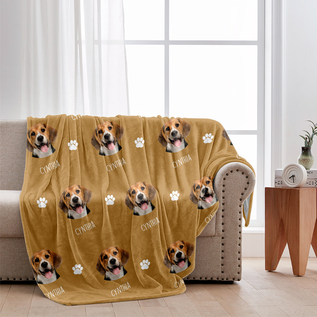 Couverture personnalisée pour chien avec visage de chien