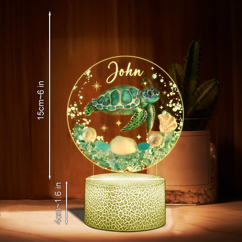 Plaque lumineuse personnalisée en forme de tortue « Love Turtle »