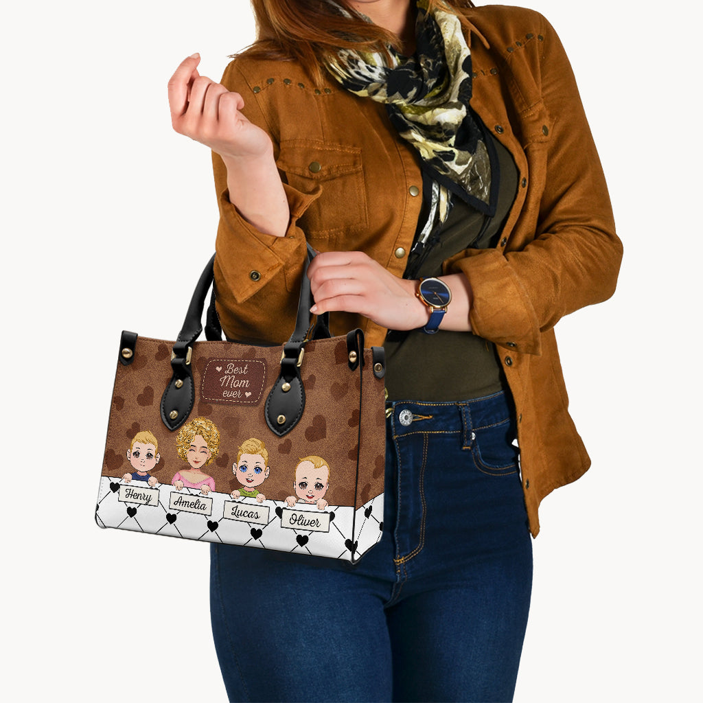 Meilleure grand-mère du monde - Cadeau pour grand-mère, maman, tante - Sac à main en cuir personnalisé