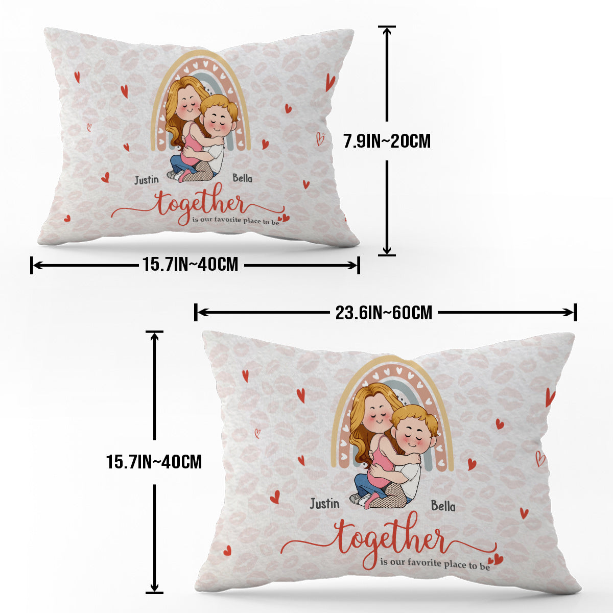 Être ensemble, c'est notre endroit préféré - Housse de coussin rectangulaire personnalisée pour couple