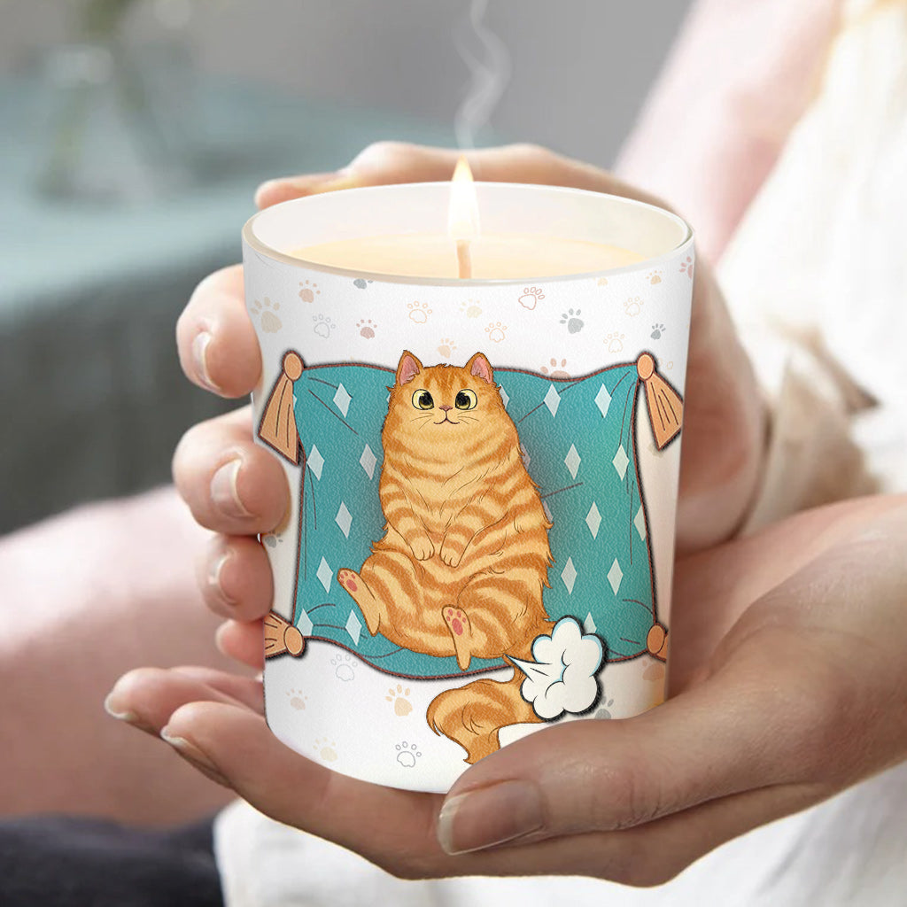 Parce que le chat a pété - Bougie personnalisée pour chat avec couvercle en bois