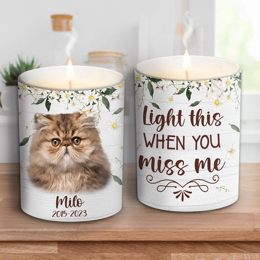 Allume cette bougie quand tu me manques - Cadeau pour les amoureux des chiens et des chats disparus - Bougie personnalisée avec couvercle en bois