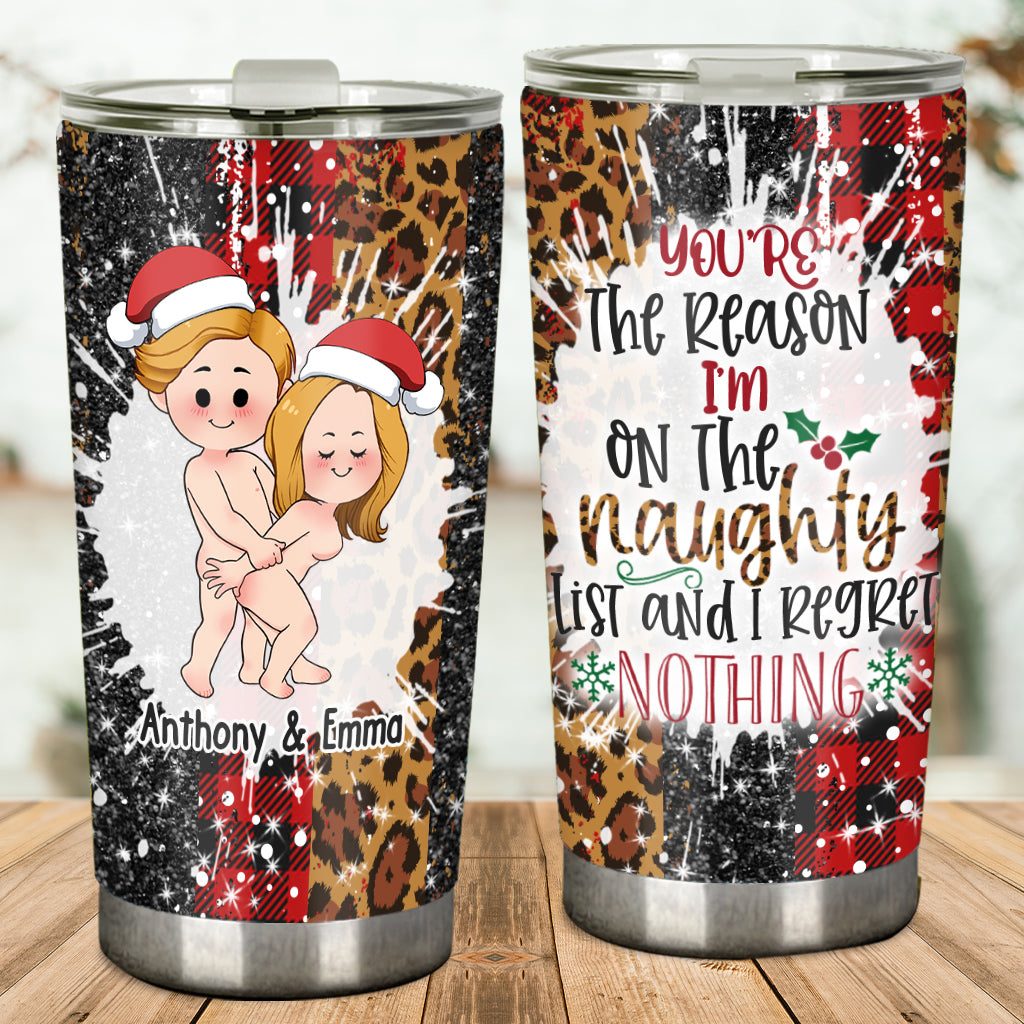 I'm On The Naughty List - Personalized Couple Tumbler