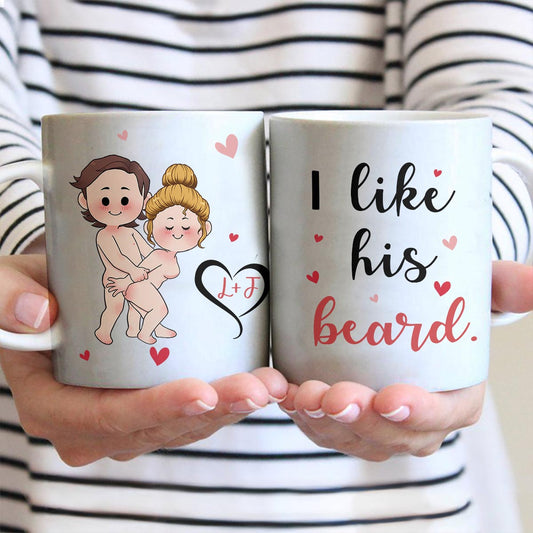 J'aime sa barbe, j'aime ses fesses - Mug personnalisé pour couple