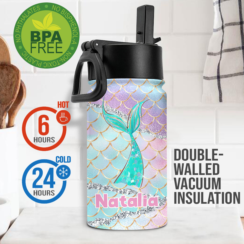 Gourde personnalisée « Plage, s'il te plaît, je suis une sirène » pour enfants amoureux de la mer