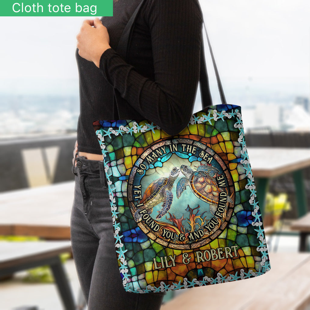 So Many In The Sea - Personalized Turtle Tote Bag
