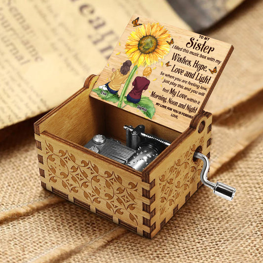 À ma fille, ma petite-fille - Cadeau pour grand-mère, maman, fille, petite-fille, sœur - Boîte à musique à manivelle personnalisée