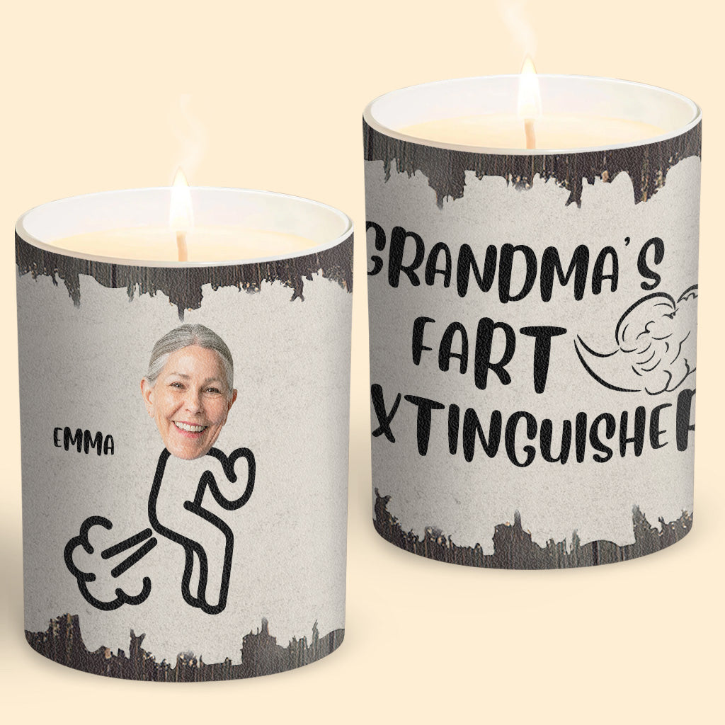 Extincteur de pets - Cadeau pour papa, grand-mère, grand-père, maman, oncle, tante, fils, fille, frère, sœur, petite-fille, petit-fils, mari, femme, petit ami, petite amie, ami - Bougie personnalisée avec couvercle en bois