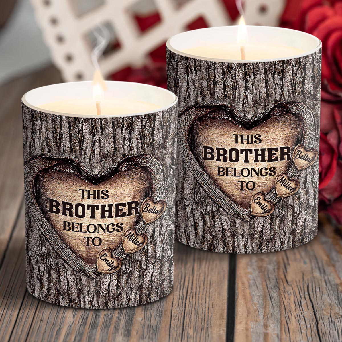 Cœur de papa - Cadeau pour papa, grand-mère, grand-père, maman, oncle, tante, frère, sœur - Bougie personnalisée avec couvercle en bois