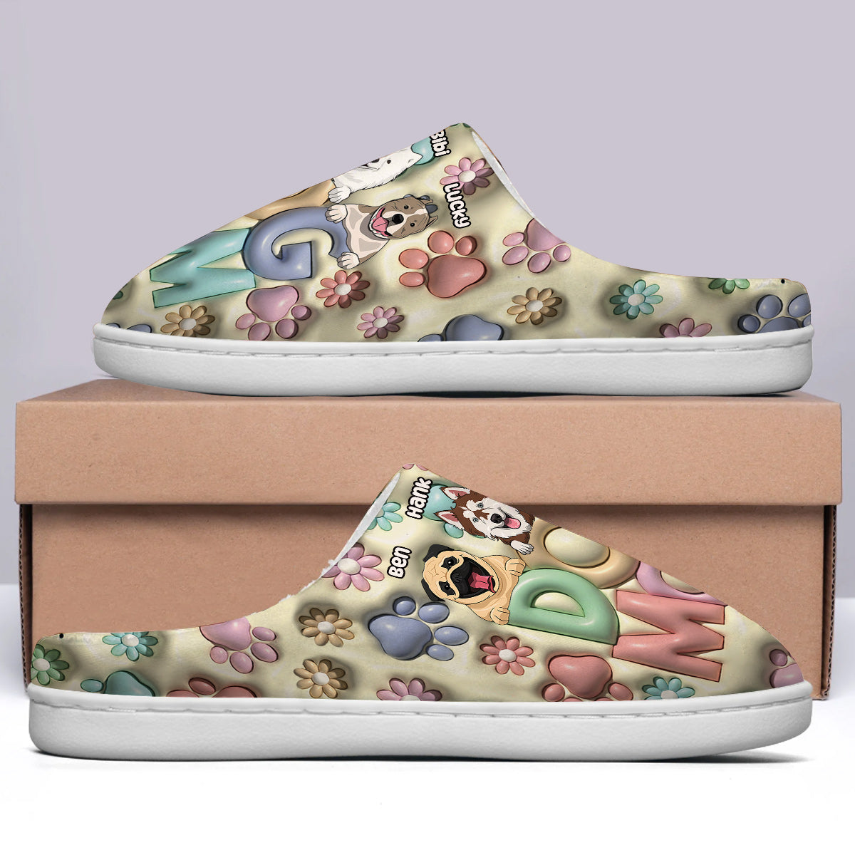 Maman de chien - Pantoufles personnalisées pour chien