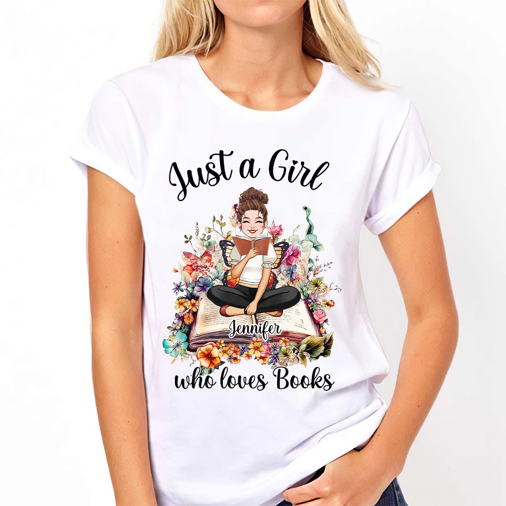Just A Girl Who Loves Books - Personalized Book T-shirt and Hoodie