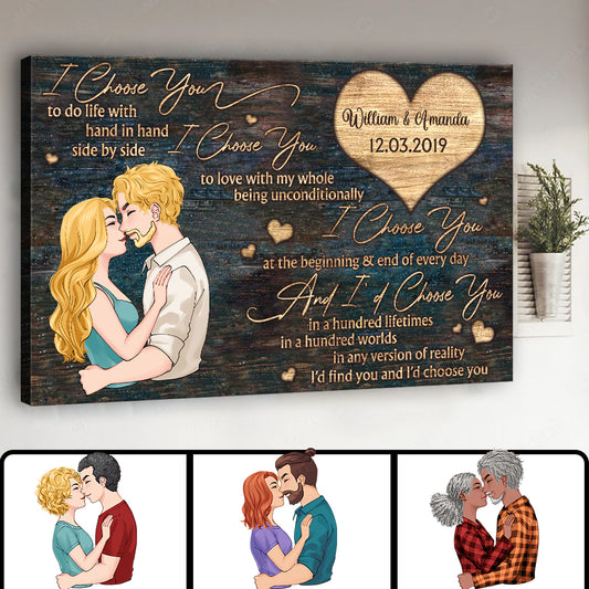Je te choisis - Toile et affiche personnalisées pour couples