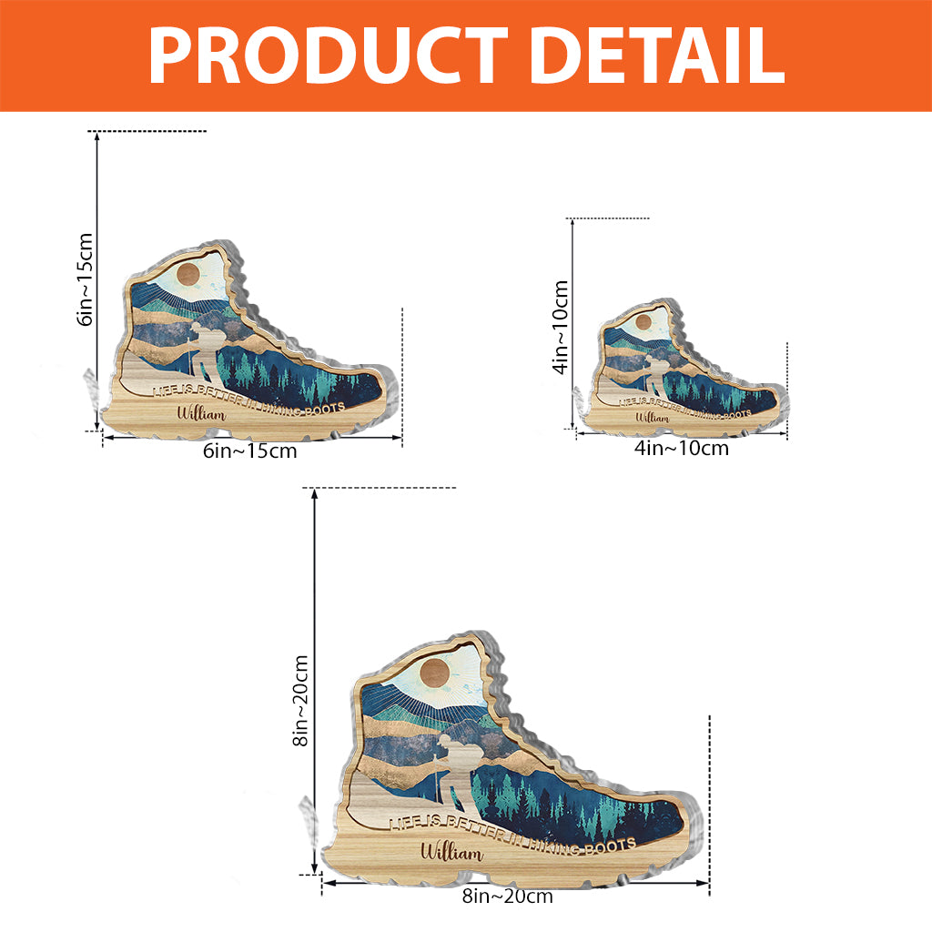 La vie est plus belle en chaussures de randonnée - Plaque acrylique personnalisée de randonnée sur mesure