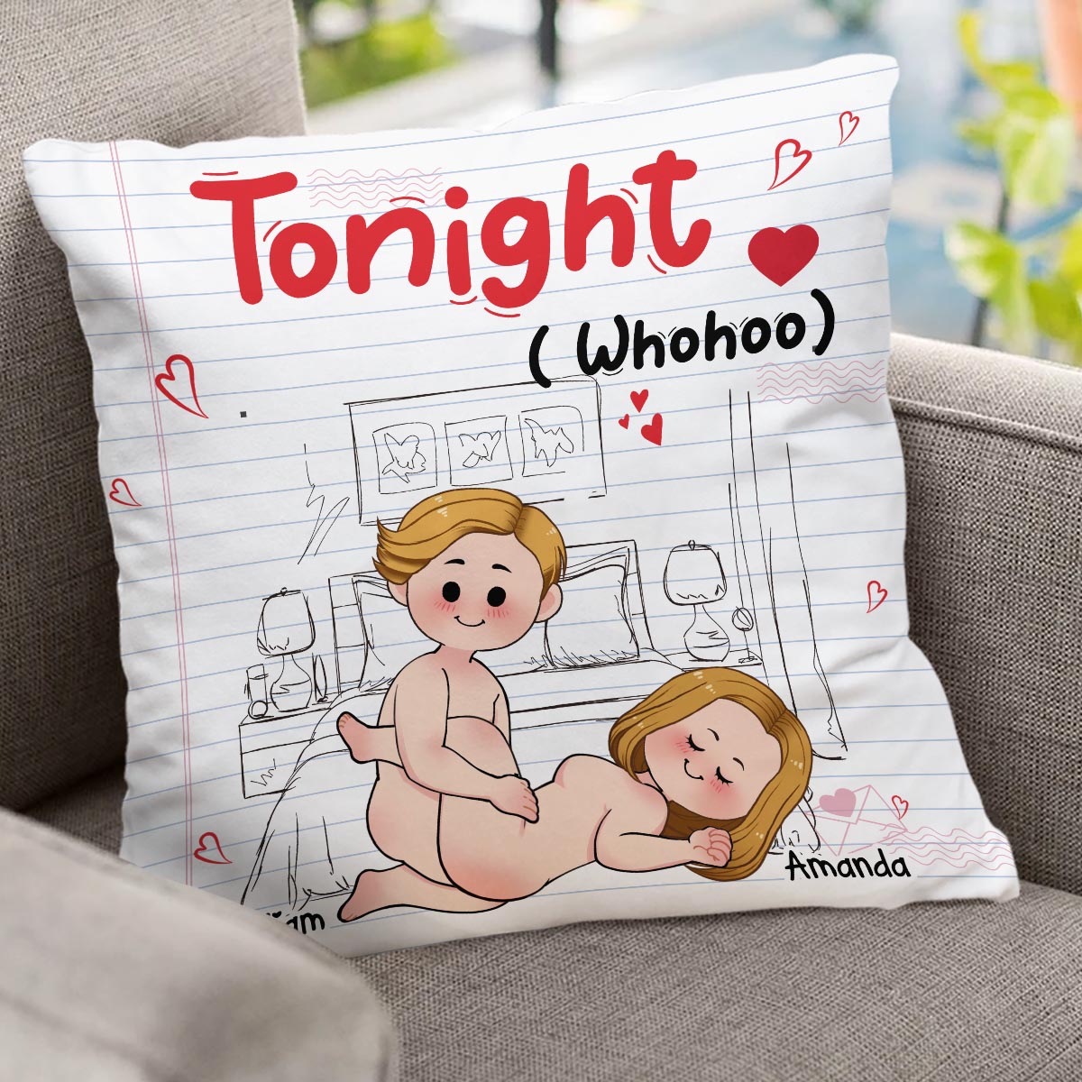 Tonight - Personalized Couple Throw Pillow