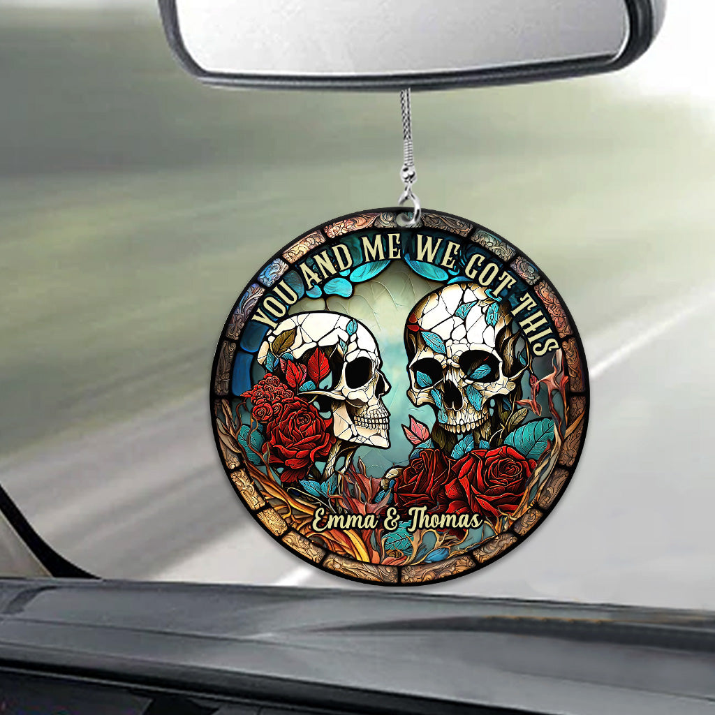 Skull Couple - Personalized Skull Car Ornament