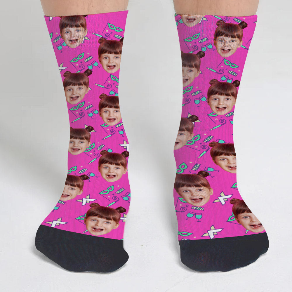 Chaussettes personnalisées pour petite-fille - Motif de fête personnalisé