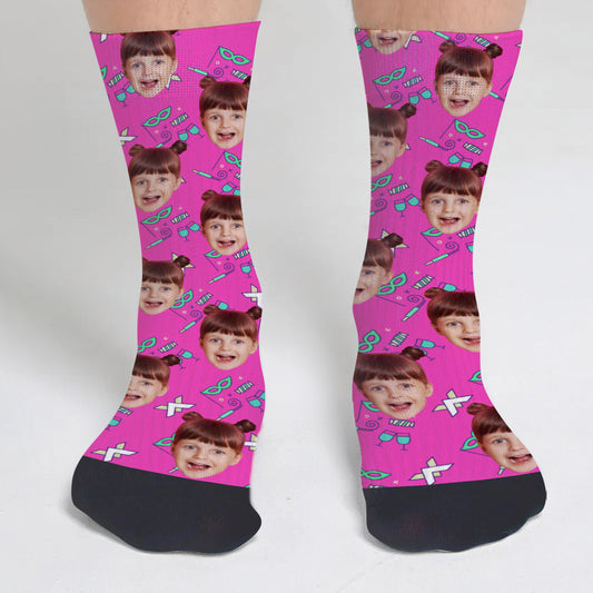 Chaussettes personnalisées pour petite-fille - Motif de fête personnalisé